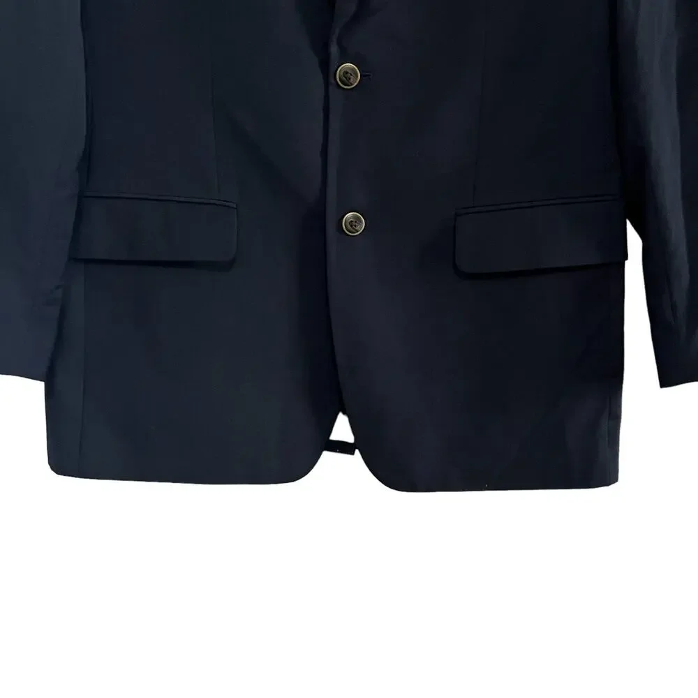 Joseph & Feiss Gold Navy Solid Single Breasted 2 Button Sport Coat Blazer 40 R